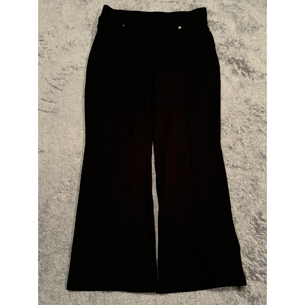 Michael Kors Pants Womens Medium Skinny Black Pull On Stretch Gold Button